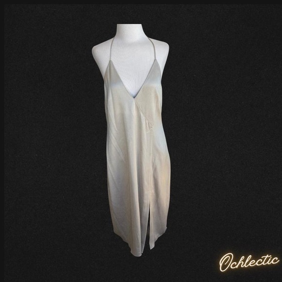 NWT Halston Heritage cream slip dress with a touch of silver - Picture 1 of 7